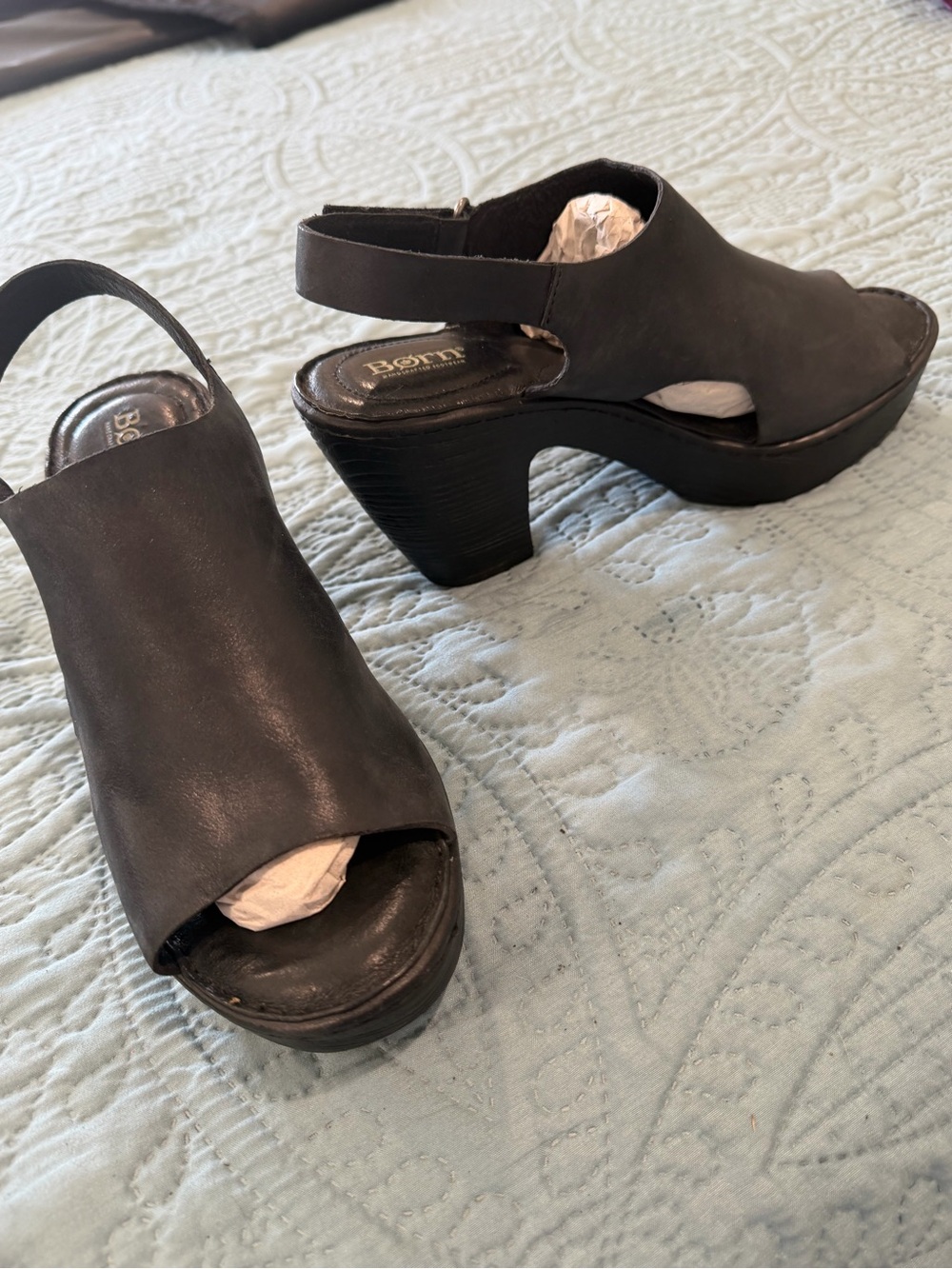 Bjorn Borg Black Wedge Sandals with Silver Sling. Worn twice inside